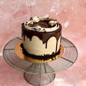 Chocolate buttercream cake with a dark chocolate drip
