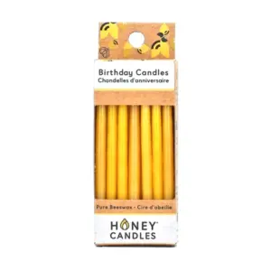 Box of 20 short yellow Honey Candles birthday candles